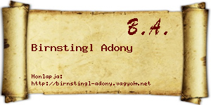 Birnstingl Adony névjegykártya